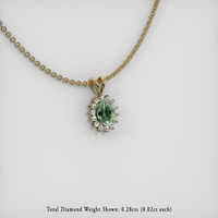 1.14 Ct. Bluish Green Sapphire Pendant, 14K Yellow Gold 2