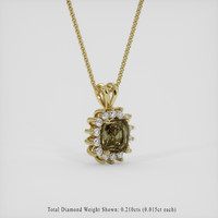 0.94 Ct. Brownish Green Andalusite Pendant, 18K Yellow Gold 2