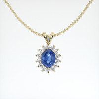 3.77 Ct. Blue Sapphire Pendant, 18K Yellow Gold 1