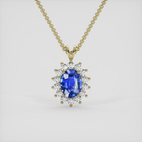 5.04 Ct. Blue Sapphire Pendant, 18K Yellow Gold 1