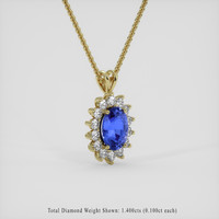5.04 Ct. Blue Sapphire Pendant, 18K Yellow Gold 2