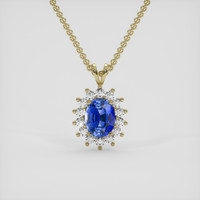 4.10 Ct. Blue Sapphire Pendant, 18K Yellow Gold 1