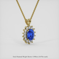 4.10 Ct. Blue Sapphire Pendant, 18K Yellow Gold 2