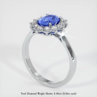 0.86 Ct. Blue Sapphire Ring, Platinum 950 2