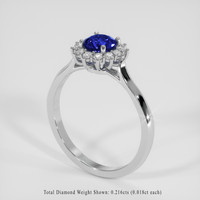 0.82 Ct. Blue Sapphire Ring, Platinum 950 2
