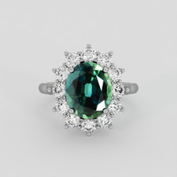 5.47 Ct. Bluish Green Sapphire Ring, Platinum 950 1