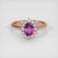 0.75 Ct. Pinkish Purple Sapphire Ring, 14K Rose Gold 1