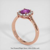 0.75 Ct. Pinkish Purple Sapphire Ring, 14K Rose Gold 2