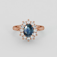 1.76 Ct. Greenish Blue Sapphire Ring, 14K Rose Gold 1