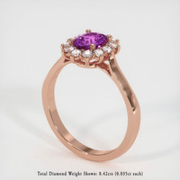 1.04 Ct. Purple Sapphire Ring, 14K Rose Gold 2