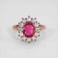 3.10 Ct. Reddish Pink Sapphire Ring, 18K Rose Gold 1