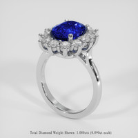 3.98 Ct. Blue Sapphire Ring, 14K White Gold 2
