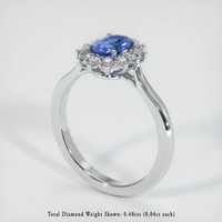 0.82 Ct. Sapphire Ring, 14K White Gold 2