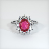3.10 Ct. Reddish Pink Sapphire Ring, 14K White Gold 1