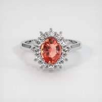 1.41 Ct. Padparadscha Sapphire Ring, 14K White Gold 1