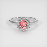 1.03 Ct. Padparadscha Sapphire Ring, 14K White Gold 1