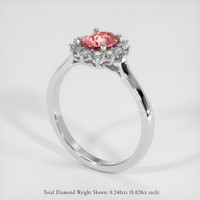 1.03 Ct. Padparadscha Sapphire Ring, 14K White Gold 2