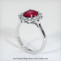 2.55 Ct. Pinkish Red Ruby Ring, 14K White Gold 2