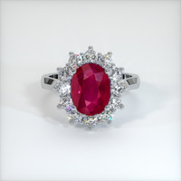 2.92 Ct. Pinkish Red Ruby Ring, 14K White Gold 1