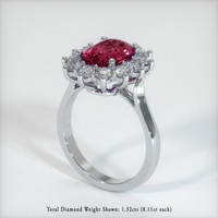 2.92 Ct. Pinkish Red Ruby Ring, 14K White Gold 2
