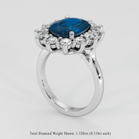 4.08 Ct. Greenish Blue Sapphire Ring, 14K White Gold 2