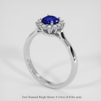 0.82 Ct. Blue Sapphire Ring, 14K White Gold 2