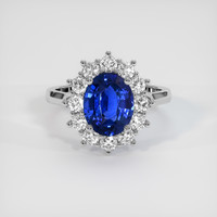 2.04 Ct. Blue Sapphire Ring, 14K White Gold 1