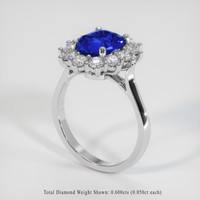2.04 Ct. Blue Sapphire Ring, 14K White Gold 2
