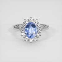 2.08 Ct. Blue Sapphire Ring, 14K White Gold 1