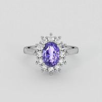 2.17 Ct. Purple Sapphire Ring, 14K White Gold 1