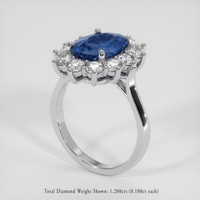 3.08 Ct. Blue Sapphire Ring, 14K White Gold 2