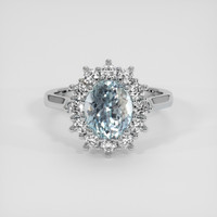 2.39 Ct. Greenish Blue Sapphire Ring, 14K White Gold 1