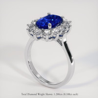 2.65 Ct. Blue Sapphire Ring, 14K White Gold 2