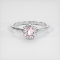 0.72 Ct. Pink Sapphire Ring, 14K White Gold 1