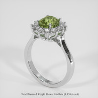 3.44 Ct. Green Sapphire Ring, 14K White Gold 2