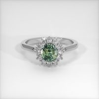 0.97 Ct. Bluish Green Sapphire Ring, 14K White Gold 1