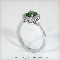 0.97 Ct. Bluish Green Sapphire Ring, 14K White Gold 2