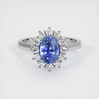0.86 Ct. Blue Sapphire Ring, 18K White Gold 1