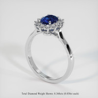 0.98 Ct. Sapphire Ring, 18K White Gold 2