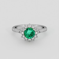 0.76 Ct. Emerald Ring, 18K White Gold 1