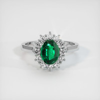 1.09 Ct. Emerald Ring, 18K White Gold 1