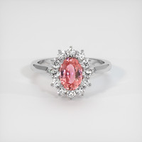 1.39 Ct. Purplish Pink Sapphire Ring, 18K White Gold 1