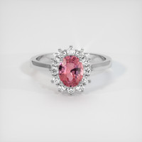 1.01 Ct. Padparadscha Sapphire Ring, 18K White Gold 1