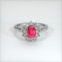 1.20 Ct. Pinkish Red Ruby Ring, 18K White Gold 1