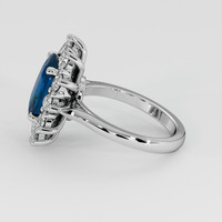 4.08 Ct. Greenish Blue Sapphire Ring, 18K White Gold 4
