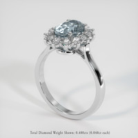 1.51 Ct. Greyish Blue Sapphire Ring, 18K White Gold 2