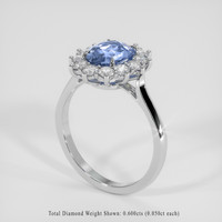 2.08 Ct. Blue Sapphire Ring, 18K White Gold 2