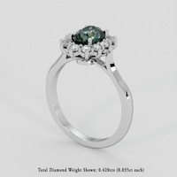 1.78 Ct. Greenish Blue Sapphire Ring, 18K White Gold 2