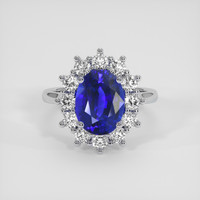 3.34 Ct. Blue Sapphire Ring, 18K White Gold 1