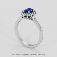 0.70 Ct. Blue Sapphire Ring, 18K White Gold 2